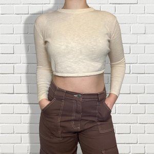 cream long sleeved crop (S)